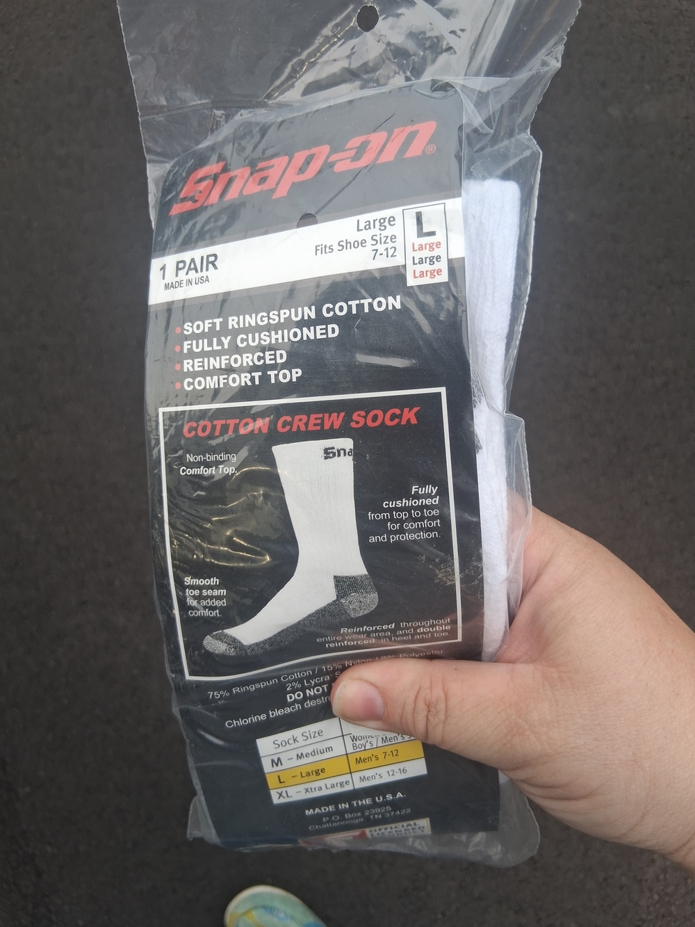 Snap Cotton Crew Socks in White – Large